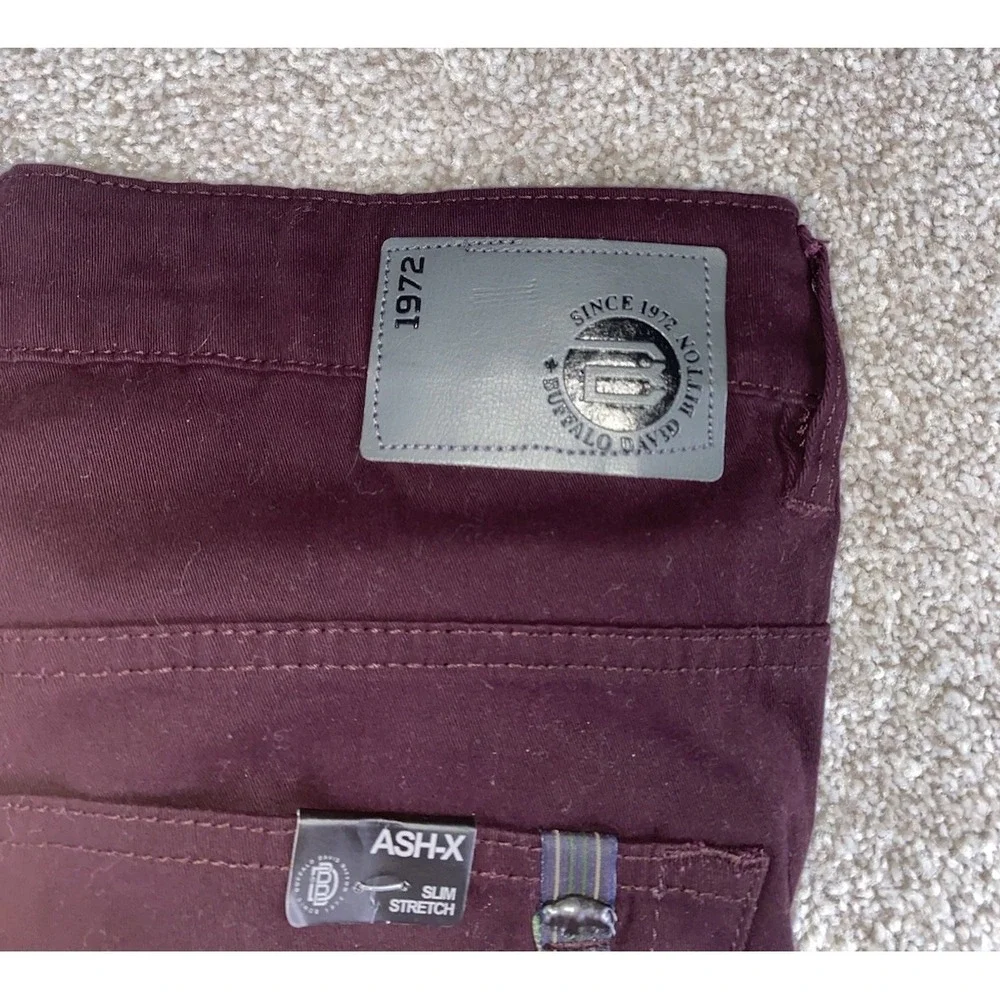 Buffalo David Bitton Jeans Ash‎ X Slim Stretch Cotton 42x32 Maroon NWT MSRP $109